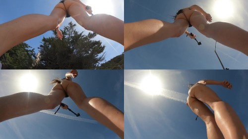 2022 09 16 Topless Longboard Thong Upskirt Shy Goth