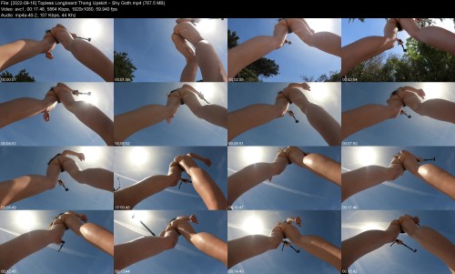 2022 09 16 Topless Longboard Thong Upskirt Shy Goth