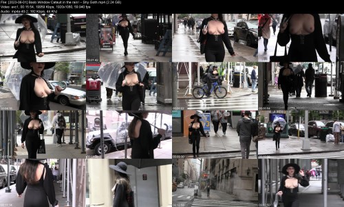 2023 06 01 Boob Window Catsuit in the rain Shy Goth