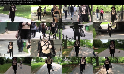 2024 02 13 Topless stroll through park Shy Goth